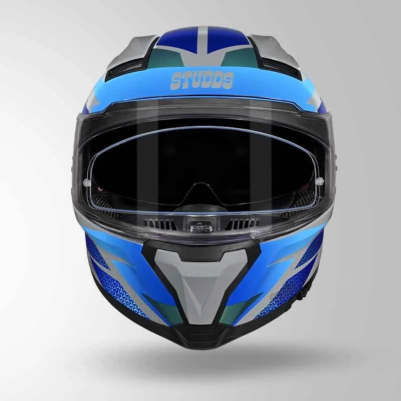 Studds-Helios D2 Circuit Decor Helmet (Chameleon Grey & Blue)