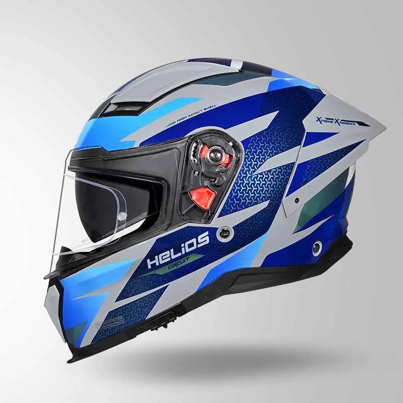 Studds-Helios D2 Circuit Decor Helmet (Chameleon Grey & Blue)