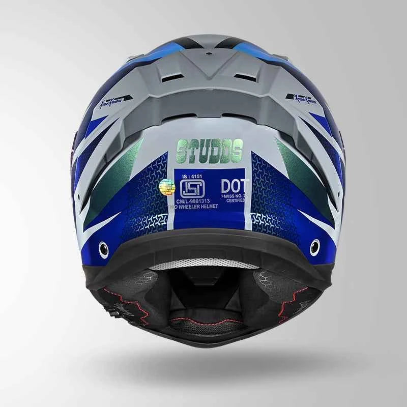 Studds-Helios D2 Circuit Decor Helmet (Chameleon Grey & Blue)