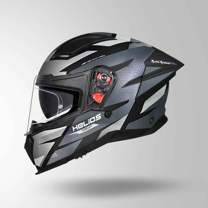 Studds-Helios D2 Circuit Decor Helmet (Matt Black Chameleon Grey/pink)