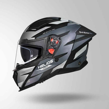 Studds-Helios D2 Circuit Decor Helmet (Matt Black Chameleon Grey/pink)