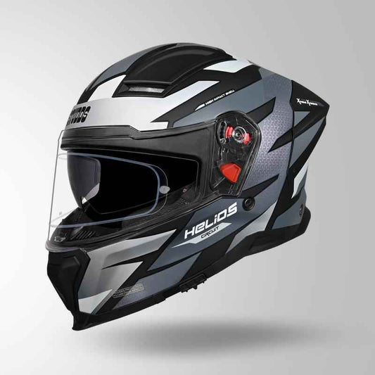 Studds-Helios D2 Circuit Decor Helmet (Matt Black Chameleon Grey/pink)