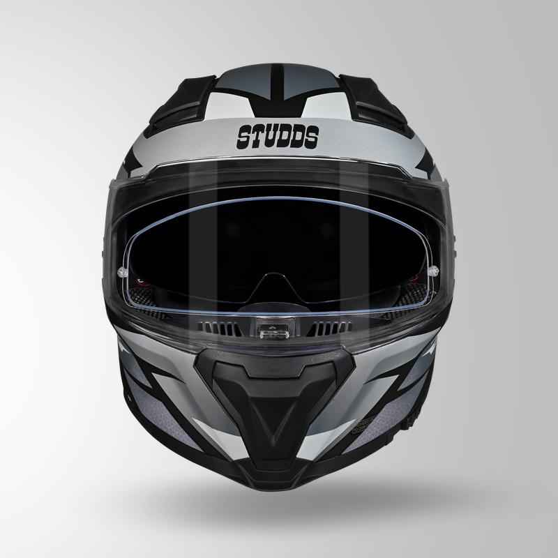 Studds-Helios D2 Circuit Decor Helmet (Matt Black Chameleon Grey/pink)