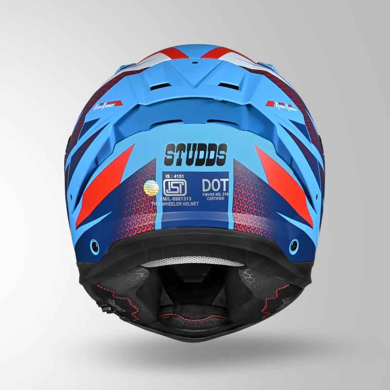 Studds-Helios D2 Circuit Decor Helmet (Matt Blue/Red)