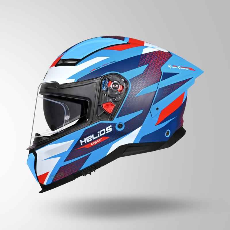 Studds-Helios D2 Circuit Decor Helmet (Matt Blue/Red)
