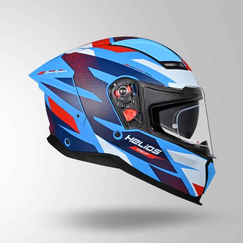 Studds-Helios D2 Circuit Decor Helmet (Matt Blue/Red)