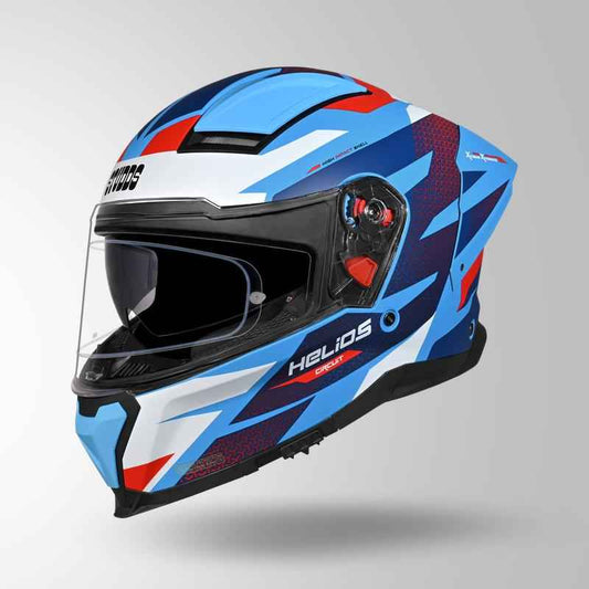 Studds-Helios D2 Circuit Decor Helmet (Matt Blue/Red)