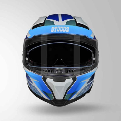Studds-Helios D2 Circuit Decor Helmet (Matt Grey Chameleon Blue/green)