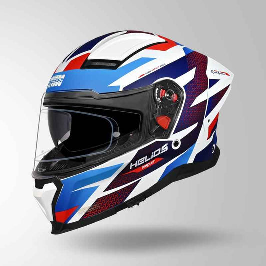 Studds-Helios D2 Circuit Decor Helmet (Matt White/Blue)
