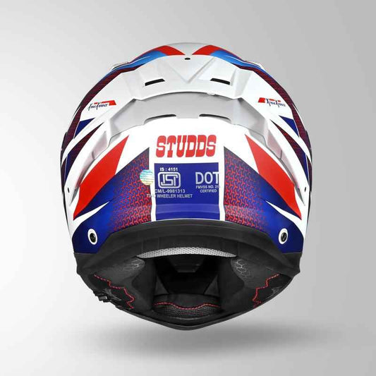 Studds-Helios D2 Circuit Decor Helmet (Matt White/Blue)
