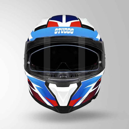 Studds-Helios D2 Circuit Decor Helmet (Matt White/Blue)