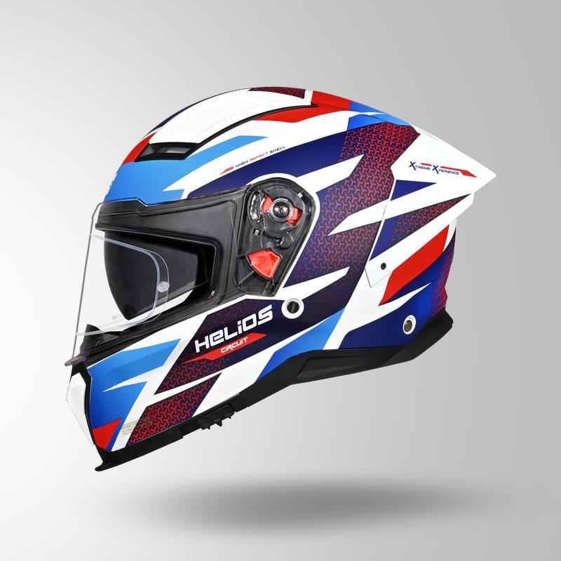 Studds-Helios D2 Circuit Decor Helmet (Matt White/Blue)