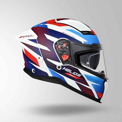 Studds-Helios D2 Circuit Decor Helmet (Matt White/Blue)