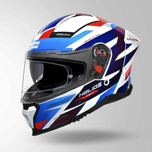 Studds-Helios D2 Circuit Decor Helmet (White/Blue)