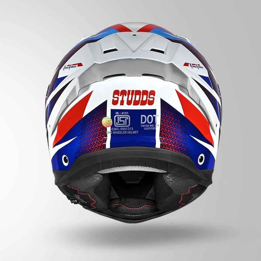 Studds-Helios D2 Circuit Decor Helmet (White/Blue)