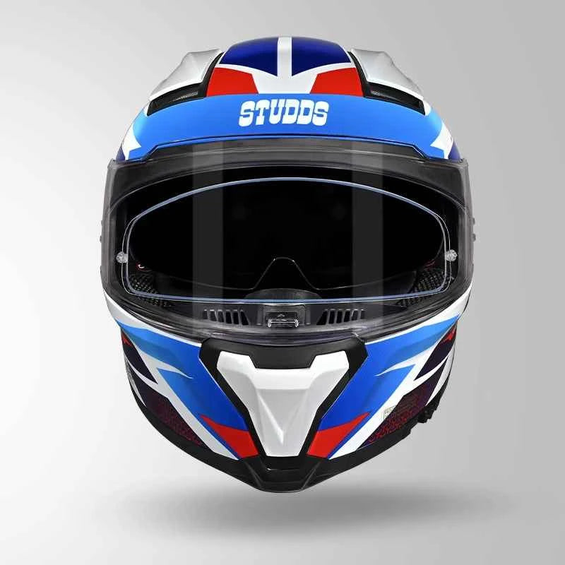 Studds-Helios D2 Circuit Decor Helmet (White/Blue)