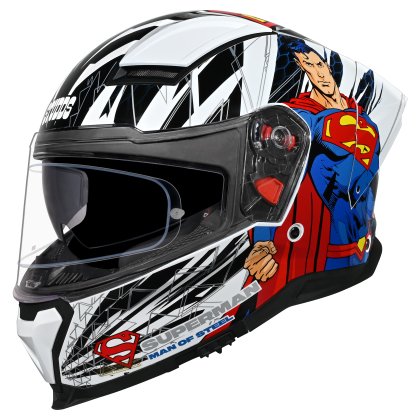 Studds-Helios Superman Edition Full Face Helmet (White N1)
