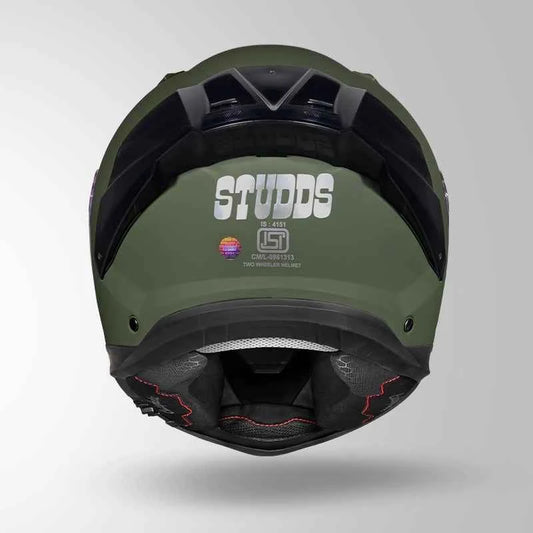 Studds-Helios Unicolor Helmet (Military Green)
