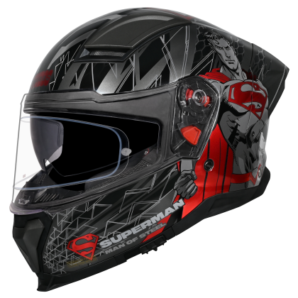 Studds-Helios Superman Edition Full Face Helmet (GREY N2 WITH METALLIC FOIL)