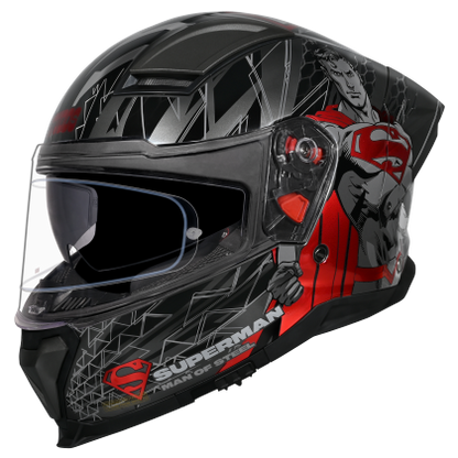 Studds-Helios Superman Edition Full Face Helmet (GREY N2 WITH METALLIC FOIL)