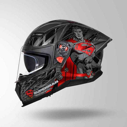Studds-Helios Superman Edition Full Face Helmet (GREY N2 WITH METALLIC FOIL)