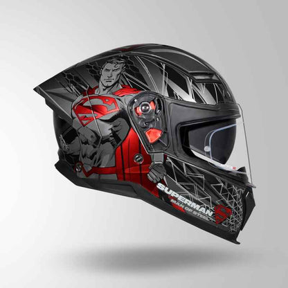 Studds-Helios Superman Edition Full Face Helmet (GREY N2 WITH METALLIC FOIL)