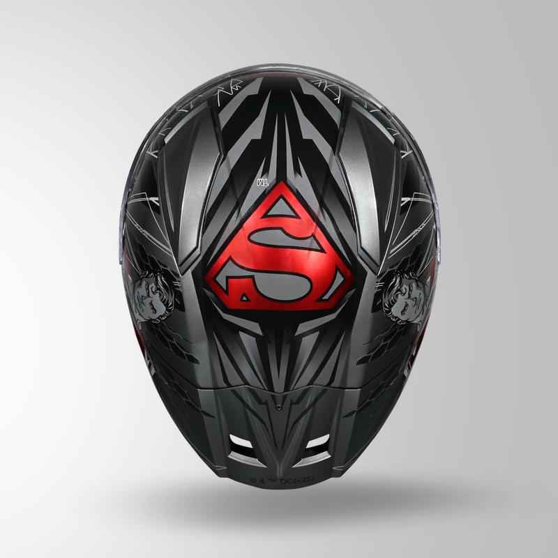 Studds-Helios Superman Edition Full Face Helmet (GREY N2 WITH METALLIC FOIL)