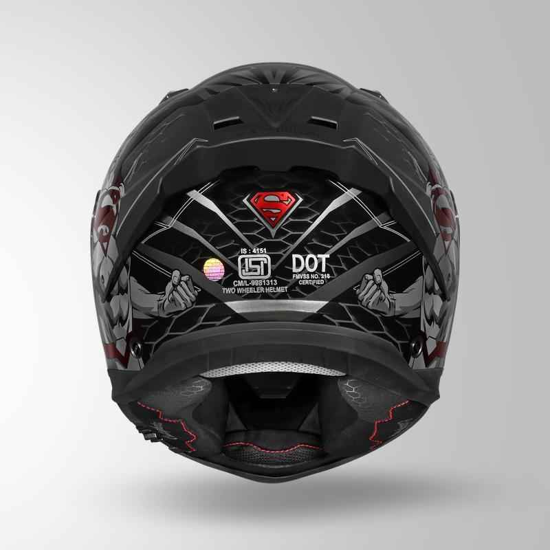 Studds-Helios Superman Edition Full Face Helmet (GREY N2 WITH METALLIC FOIL)