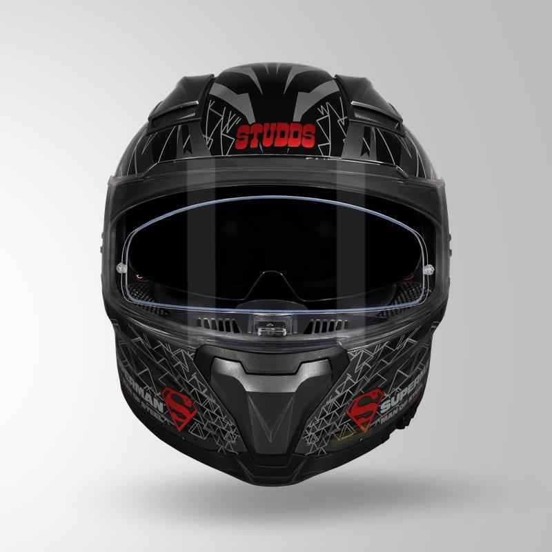 Studds-Helios Superman Edition Full Face Helmet (GREY N2 WITH METALLIC FOIL)