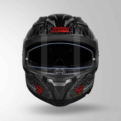 Studds-Helios Superman Edition Full Face Helmet (GREY N2 WITH METALLIC FOIL)