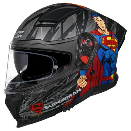 Studds-Helios Superman Edition Full Face Helmet (Matte Black N1)