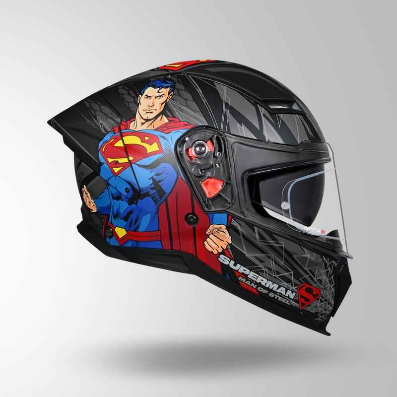 Studds-Helios Superman Edition Full Face Helmet (Matte Black N1)