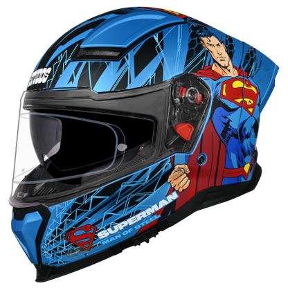 Studds-Helios Superman Edition Full Face Helmet (Matte Blue N1)