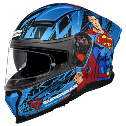 Studds-Helios Superman Edition Full Face Helmet (Matte Blue N1)