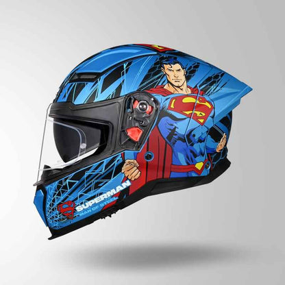 Studds-Helios Superman Edition Full Face Helmet (Matte Blue N1)