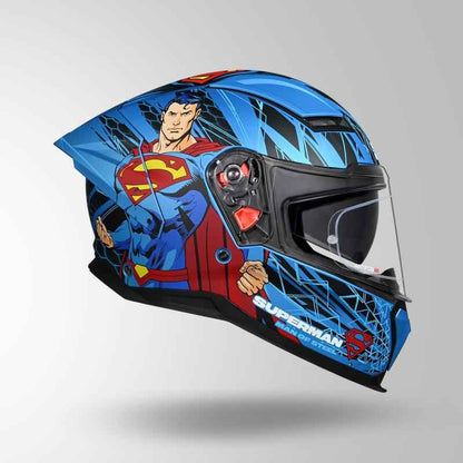 Studds-Helios Superman Edition Full Face Helmet (Matte Blue N1)
