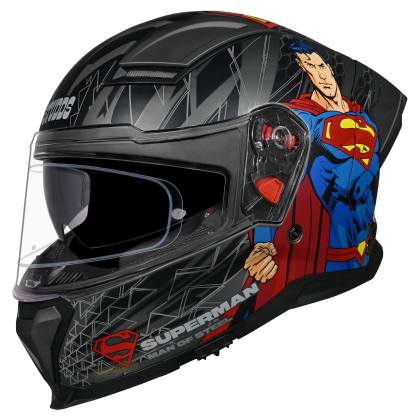 Studds-Helios Superman Edition Full Face Helmet (Matte Grey N1)