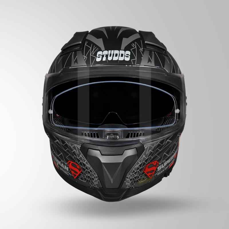 Studds-Helios Superman Edition Full Face Helmet (Matte Grey N1)