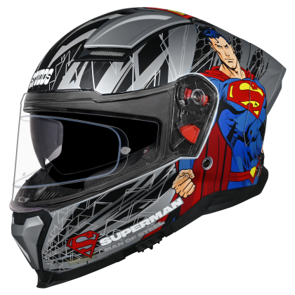 Studds-Helios Superman Edition Full Face Helmet (Matte Silver N1)