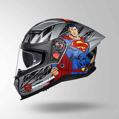 Studds-Helios Superman Edition Full Face Helmet (Matte Silver N1)
