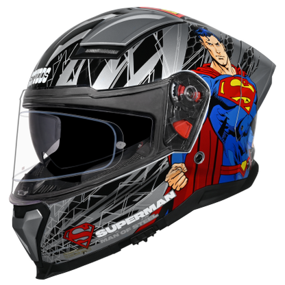 Studds-Helios Superman Edition Full Face Helmet (Silver N1)