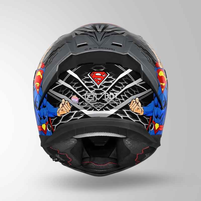 Studds-Helios Superman Edition Full Face Helmet (Silver N1)