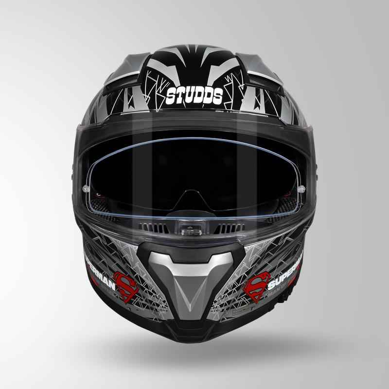 Studds-Helios Superman Edition Full Face Helmet (Silver N1)