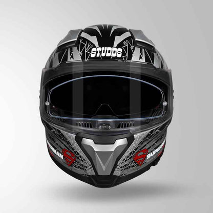 Studds-Helios Superman Edition Full Face Helmet (Silver N1)