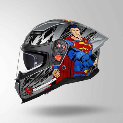 Studds-Helios Superman Edition Full Face Helmet (Silver N1)