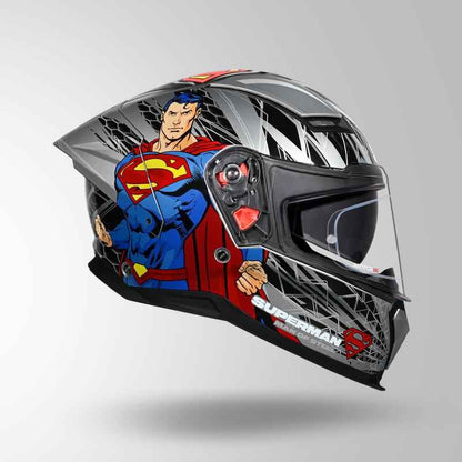 Studds-Helios Superman Edition Full Face Helmet (Silver N1)
