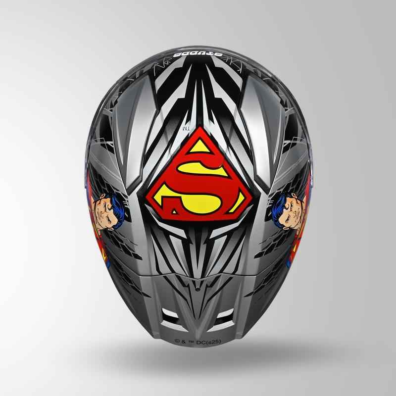 Studds-Helios Superman Edition Full Face Helmet (Silver N1)