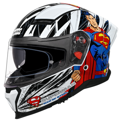 Studds-Helios Superman Edition Full Face Helmet (White N1)