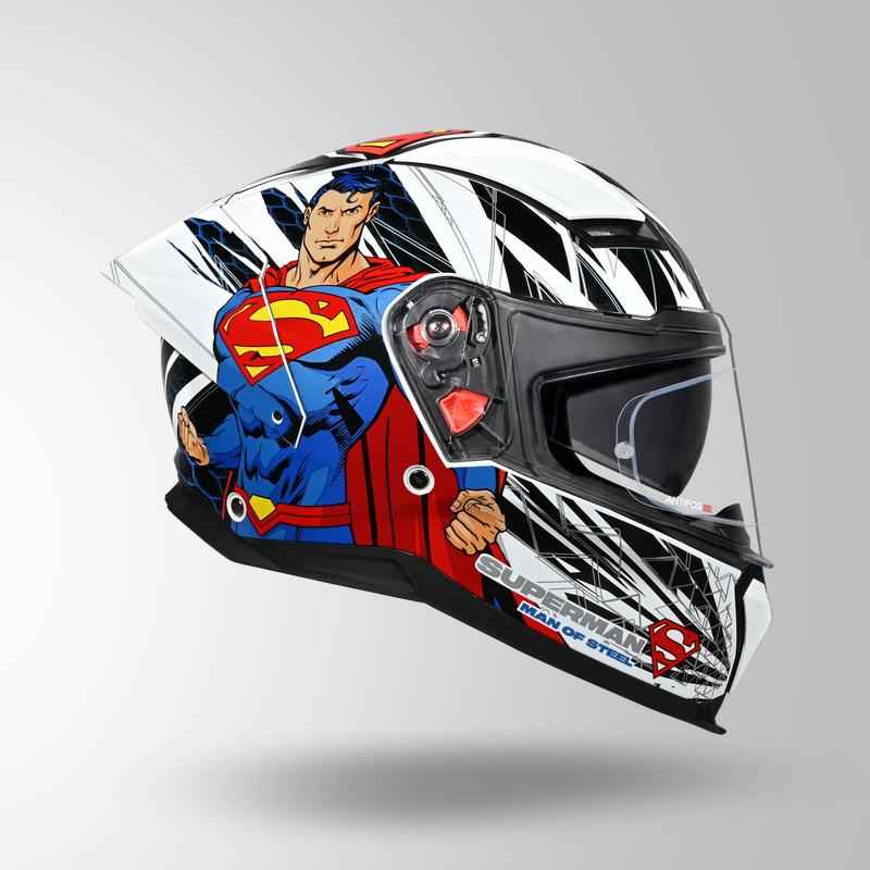 Studds-Helios Superman Edition Full Face Helmet (White N1)