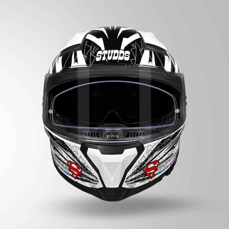 Studds-Helios Superman Edition Full Face Helmet (White N1)